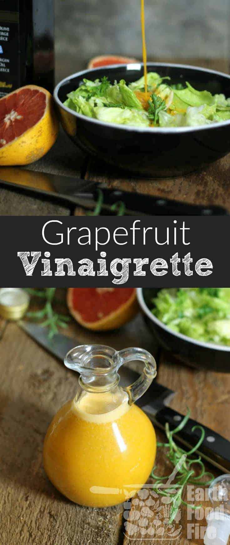 Learn the basics of making vinaigrette at home. This easy grapefruit vinaigrette packs a fruity punch and is perfect for brightening up any salad! #grapefruit #vinaigrette #glutenfree #saladdressing