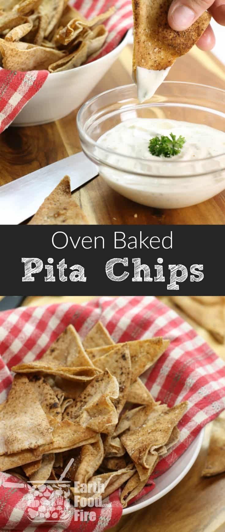 Homemade pita chips are an easy and healthy snack great for after school or simply when a chip craving hits. Serve with hummus or homemade salsa! #pita #chips #baked #snacks