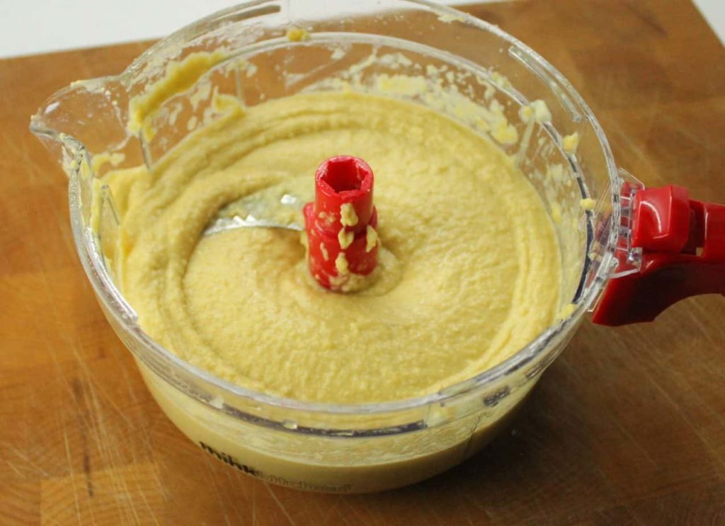 hummus after it is finished mixing