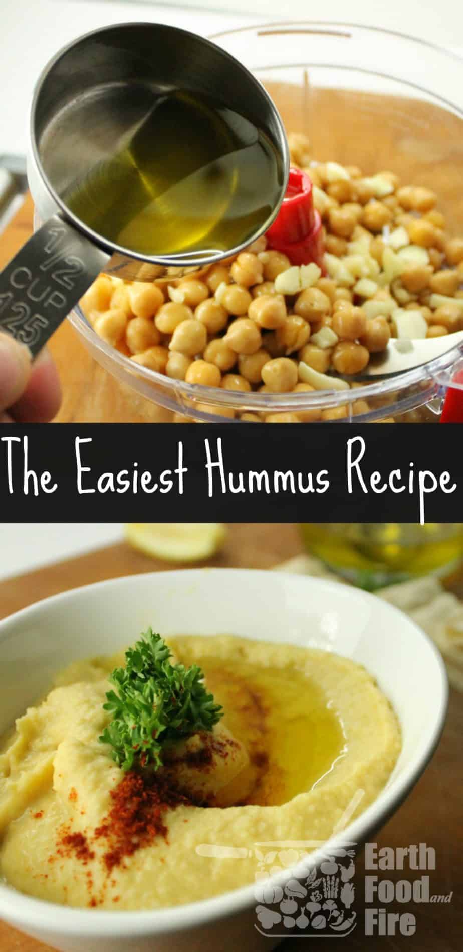 The simplest 5 ingredient hummus recipe. Easily modified to suit your own tastes & great as a dip for crudites platters.
