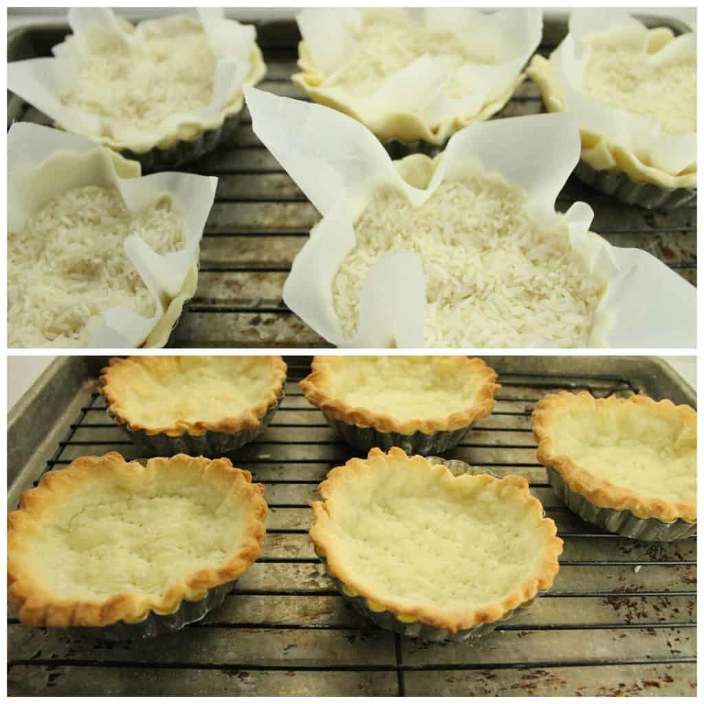 before and after blind baking tart shells