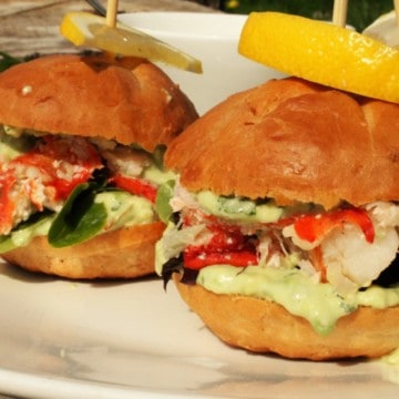 A new take on the Lobster Roll. Fresh Pei Lobster with a Cilantro and Avocado Mayo..in Slider form!