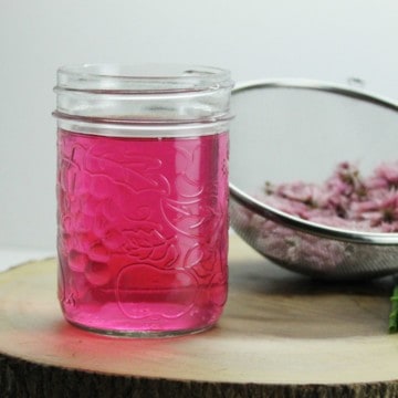 Home made chive blossom vinegar is a great way to us up excess chive flowers from your garden. Simple to make this homemade condiment, produces a stunning color! Great for use in marinades, dressings, and sauces!