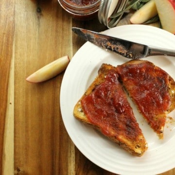 homemade apple butter spread on freshly baked bread.