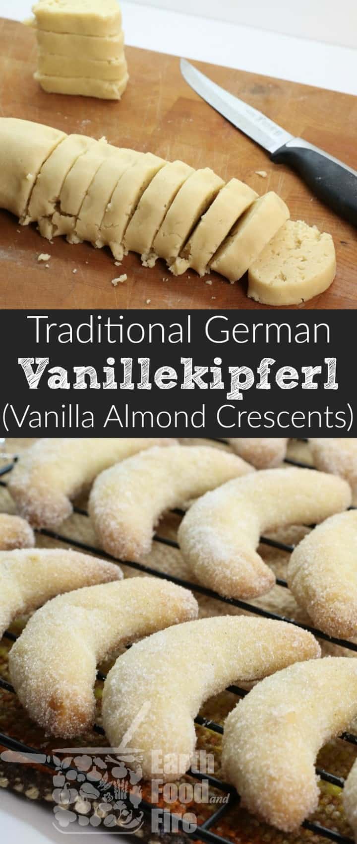 A light shortbread like almond and vanilla cookie, perfect during the holidays. So easy to make and can be shaped however you like! #vanillekipferl #christmascookies #cookies #germanbaking