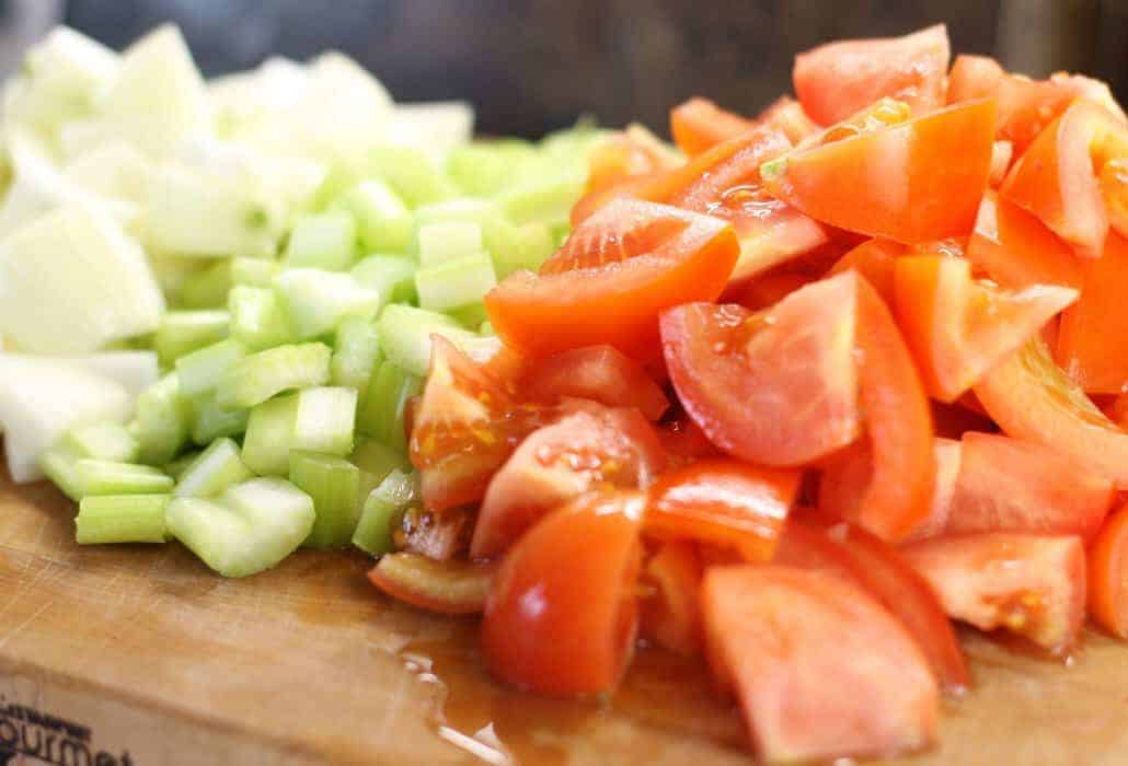 Vegetables for my homemade tomato sauce recipe.