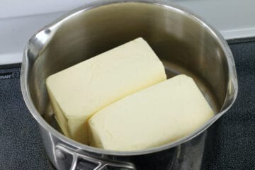 two pounds of butter in a steel pot