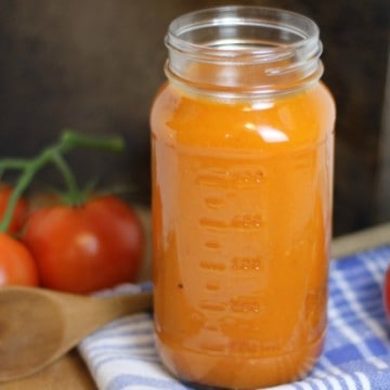 homemade tomato sauce in a glass jar