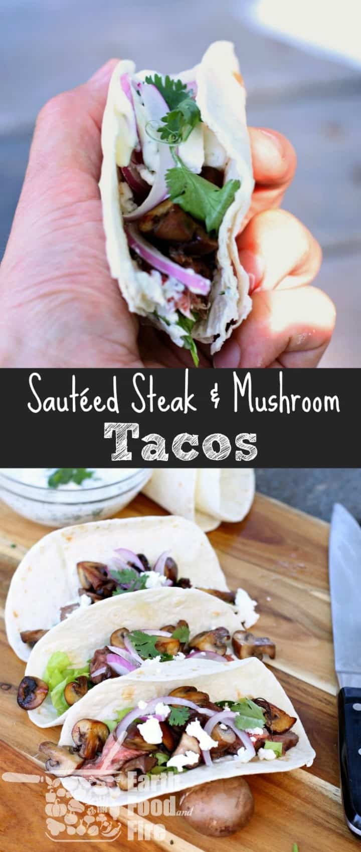 Steak and mushrooms are the definition of comfort food! So why not wrap them up in a taco and do taco's better then anyone else!? These steak tacos are the perfect appetizer or gourmet snack for mushroom lovers!