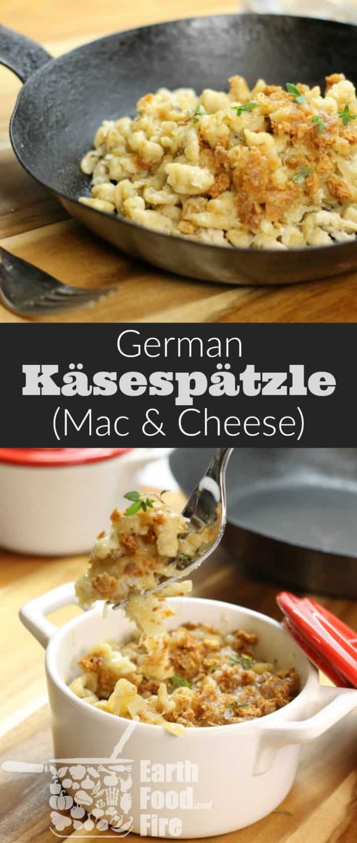 German käsespätzle also known as cheese spaetzle, is an easy to make noodle dish loaded with Emmental Cheese. Basically a fancy Mac & Cheese this traditional German dish is ideal for lunch or a quick supper! #spaetzle #cheese #macandcheese