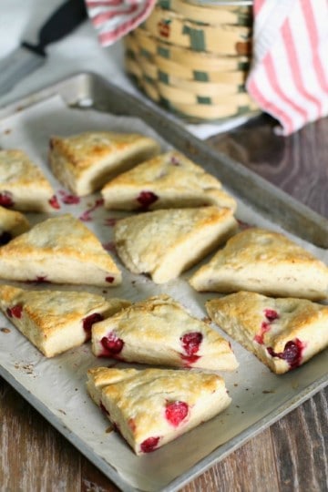 These cranberry scones are exceptionally easy to make, perfect for breakfast or tea time, and just the right combination of sweet and tart. A simple recipe, any level baker can attempt! #cranberry #scones #breakfast #baking #brunch