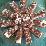 marbled peppermint fudge on a platter