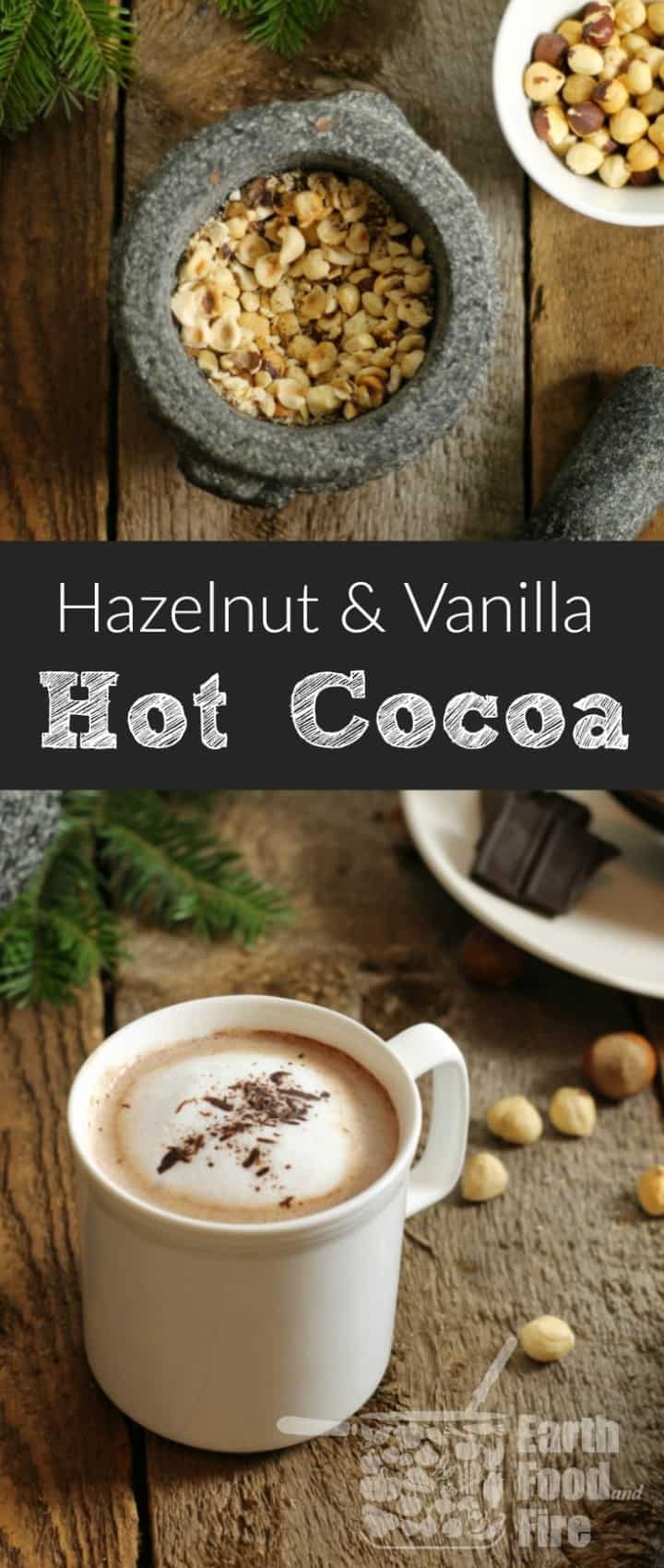 A perfectly nutty and comforting drink to enjoy on a cold day, homemade hazelnut hot cocoa is easy to make and enjoyed by the whole family. Great after a day outside skating or sitting around a campfire! #hotchocolate #chocolate #hotcocoa #cocoa #drinks #winter