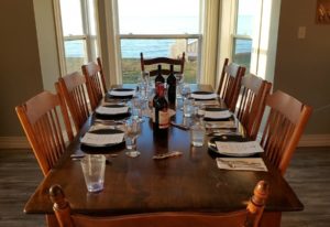 A set table ready for a catered in home dinner party from Chef Markus Mueller