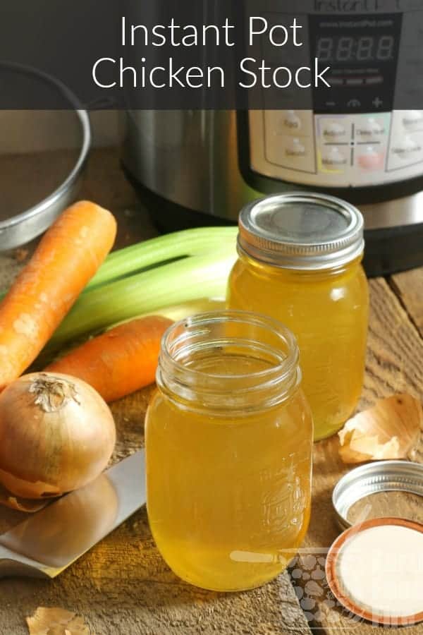 Mason jars filled with instant pot chicken stock