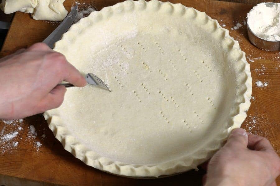 docking a pie crust with a fork