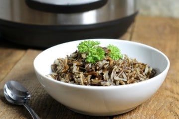 a bowl of wild rice cooked in an instant pot