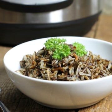 a bowl of wild rice cooked in an instant pot