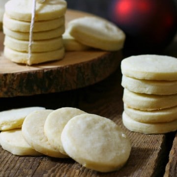 traditional shortbread cookies on a wooden board background