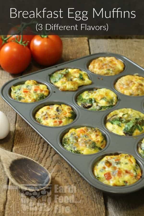 pinterest image of freshly cooked breakfast egg muffins on a muffin tin