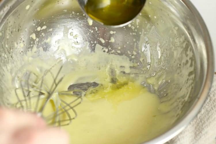 emulsifying clarified butter into yolks to make hollanadaise.