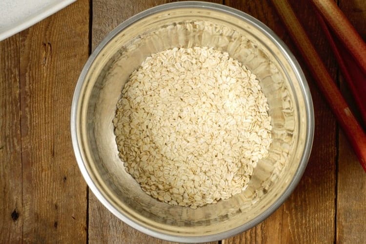 whole rolled oats in a steel bowl