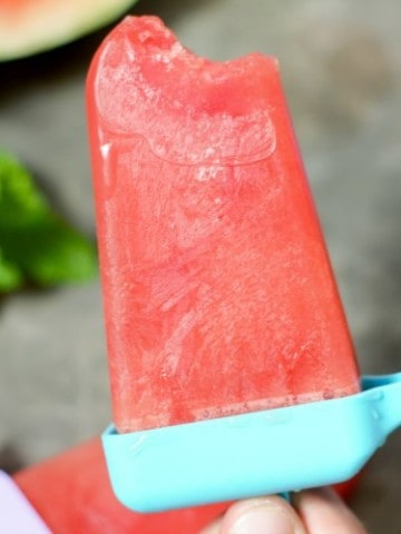 close up of watermelon popsicles