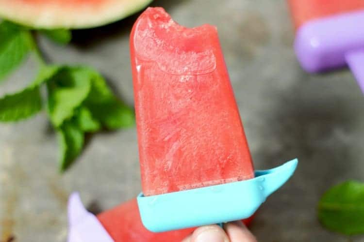 close up of watermelon popsicles