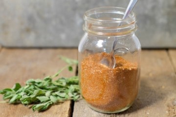 homemade fajita spice in a glass mason jar