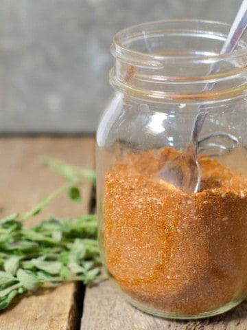 homemade fajita spice in a glass mason jar