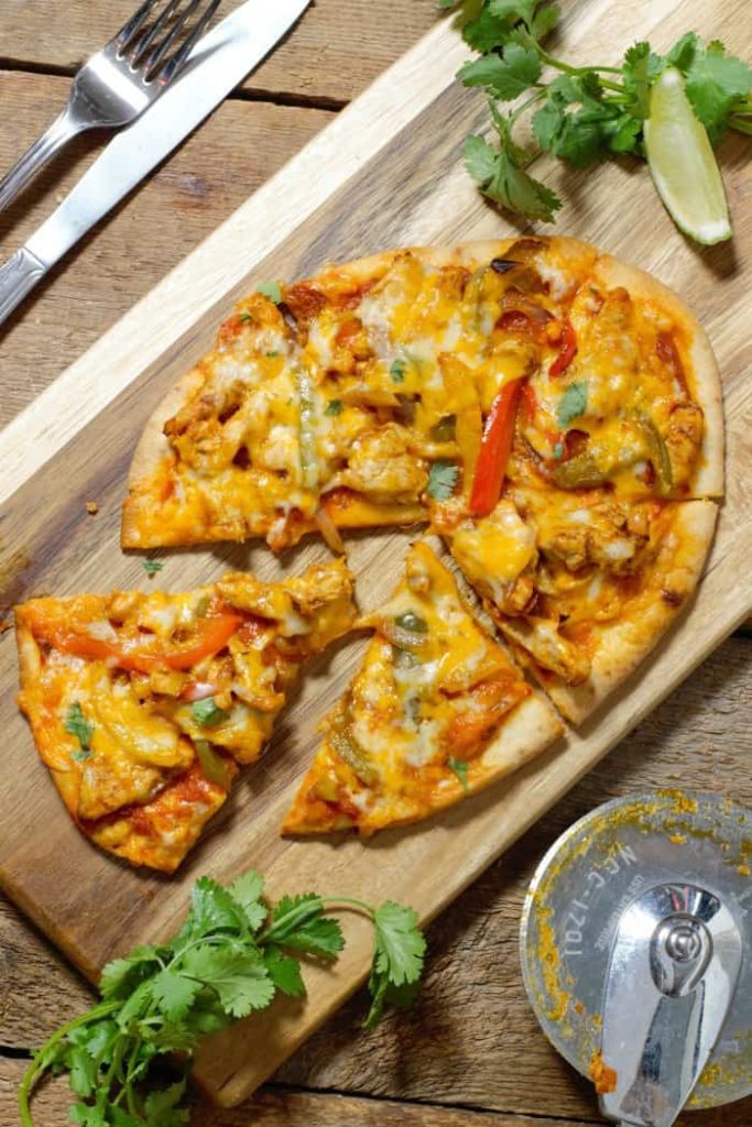 fully cooked chicken fajita naan pizza