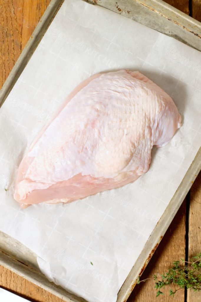 A half turkey breast, boneless, skin on