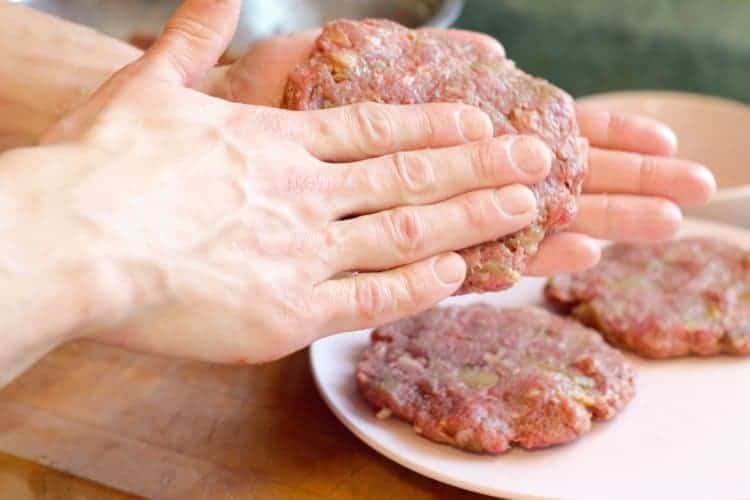 forming moose meat burger patties