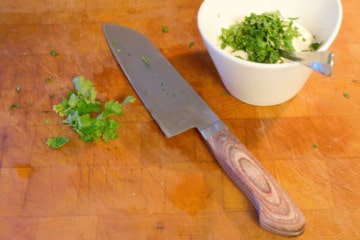 mixing the cilantro mayo