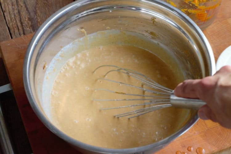 maple pumpkin ice cream base ready to be churned