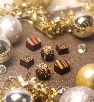 mixed chocolate confections on a festive table