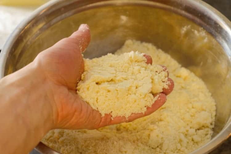 butter mixed into flour until crumbly
