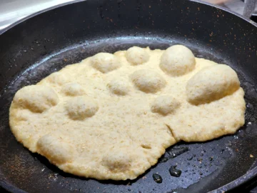 Fry for Homemade Naan Without Yeast on one side