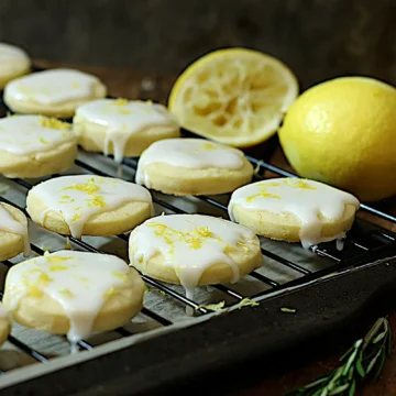 Glazed lemon shortbread cookies