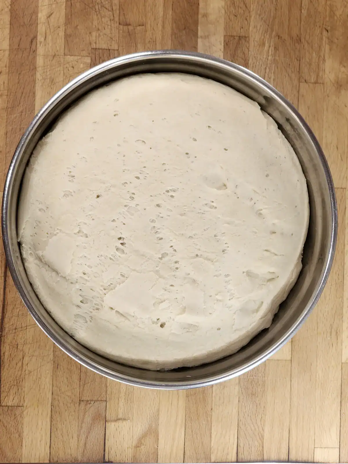 Rising the homemade pizza dough - doubled size