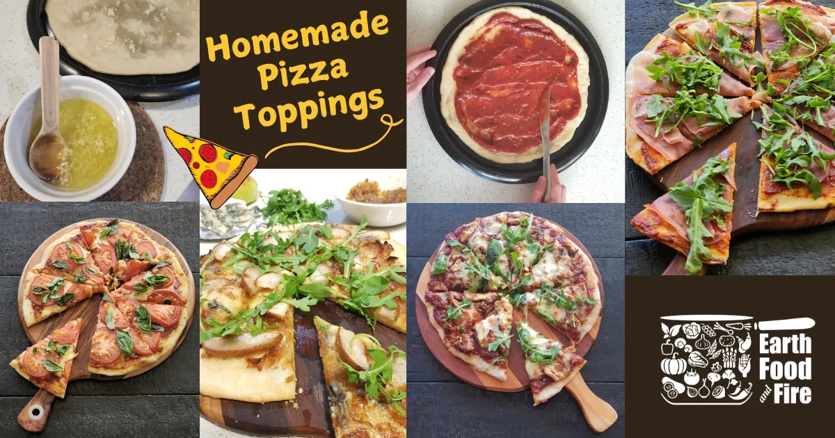 Homemade Pizza Toppings - Margherita, Prosciutto and Rocket, BBQ Chicken and Pear and Blue Cheese