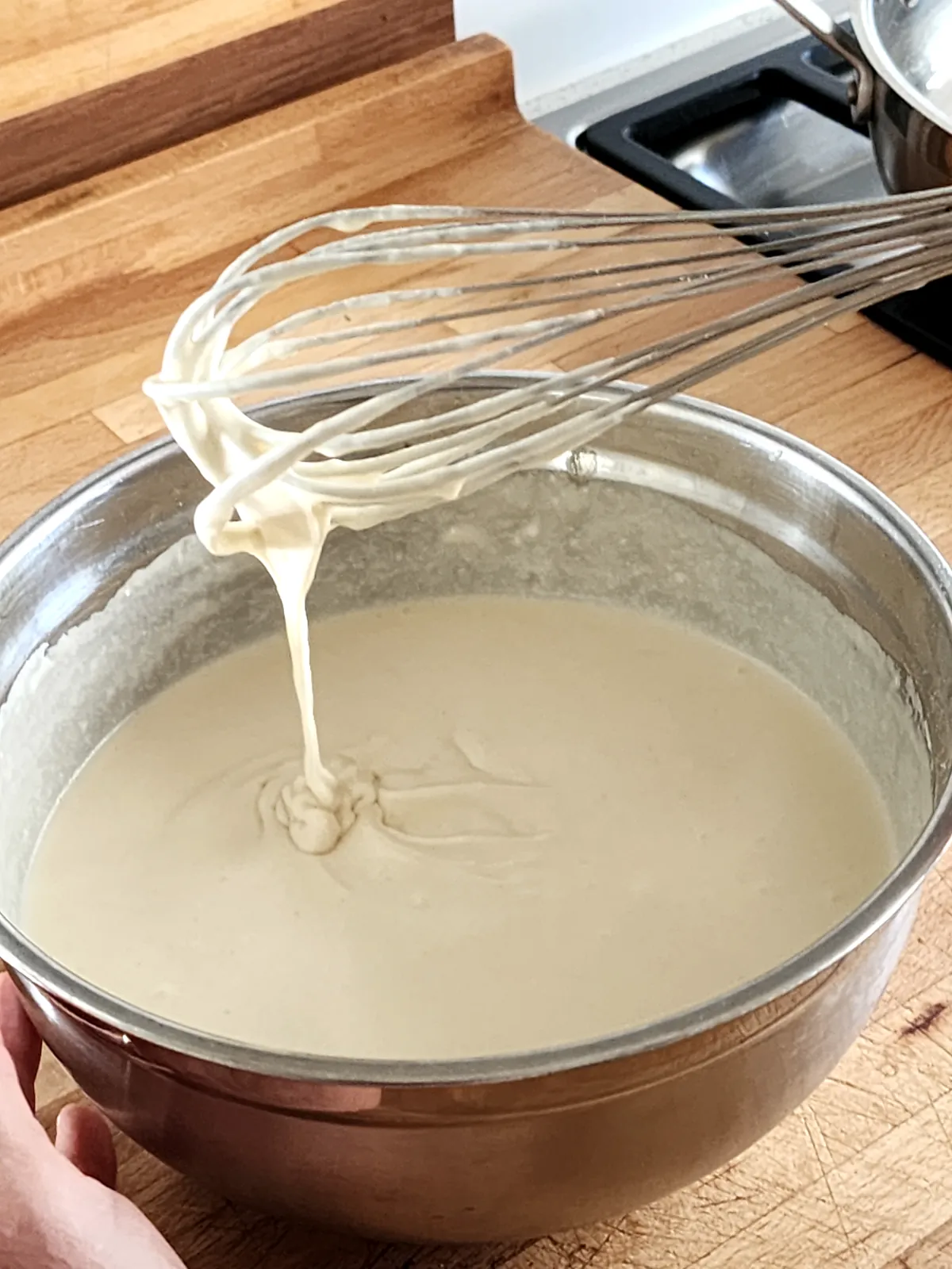 Mini pancakes batter ready in the bowl