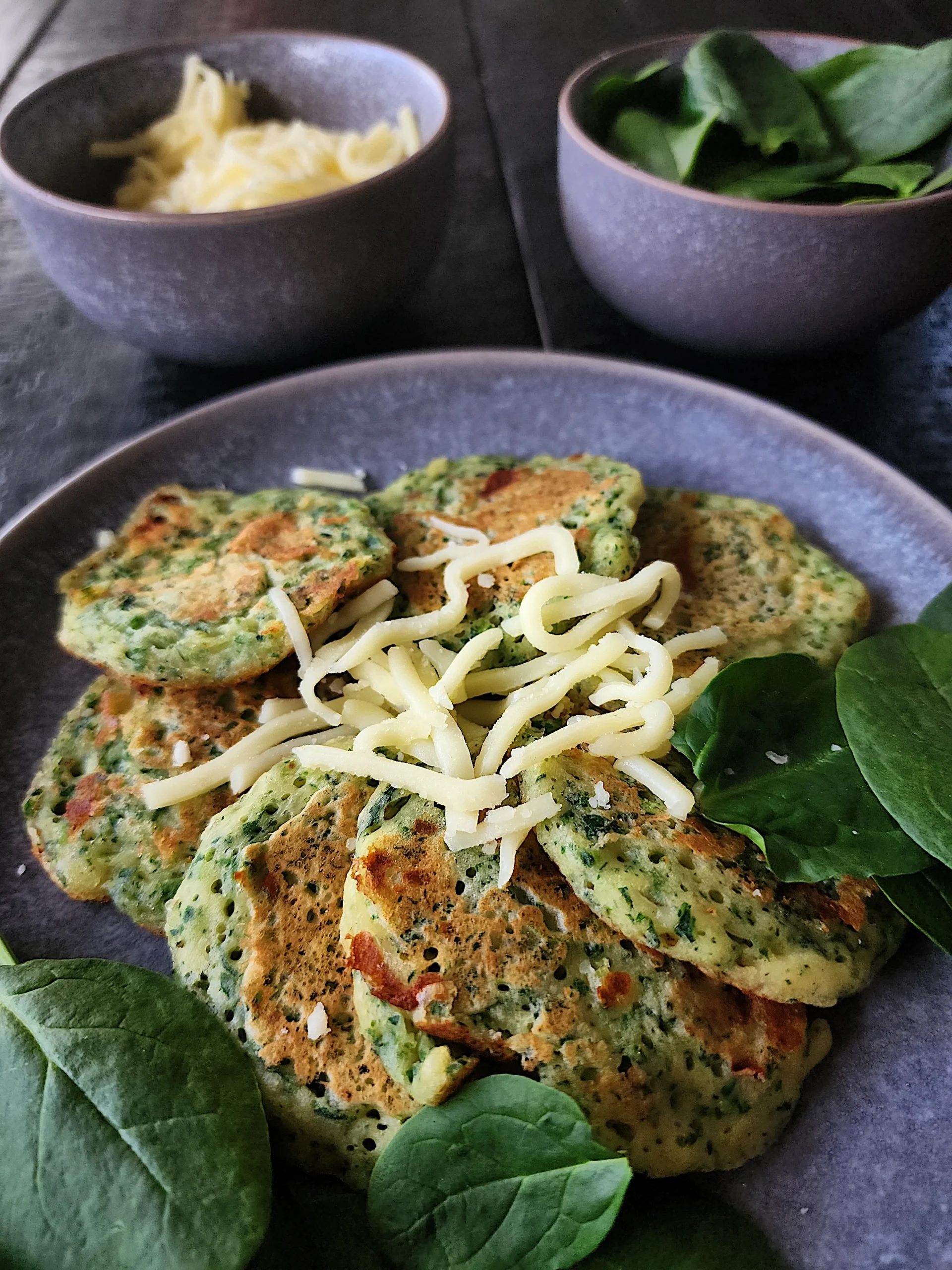 Cheese and Spinach Mini Pancakes