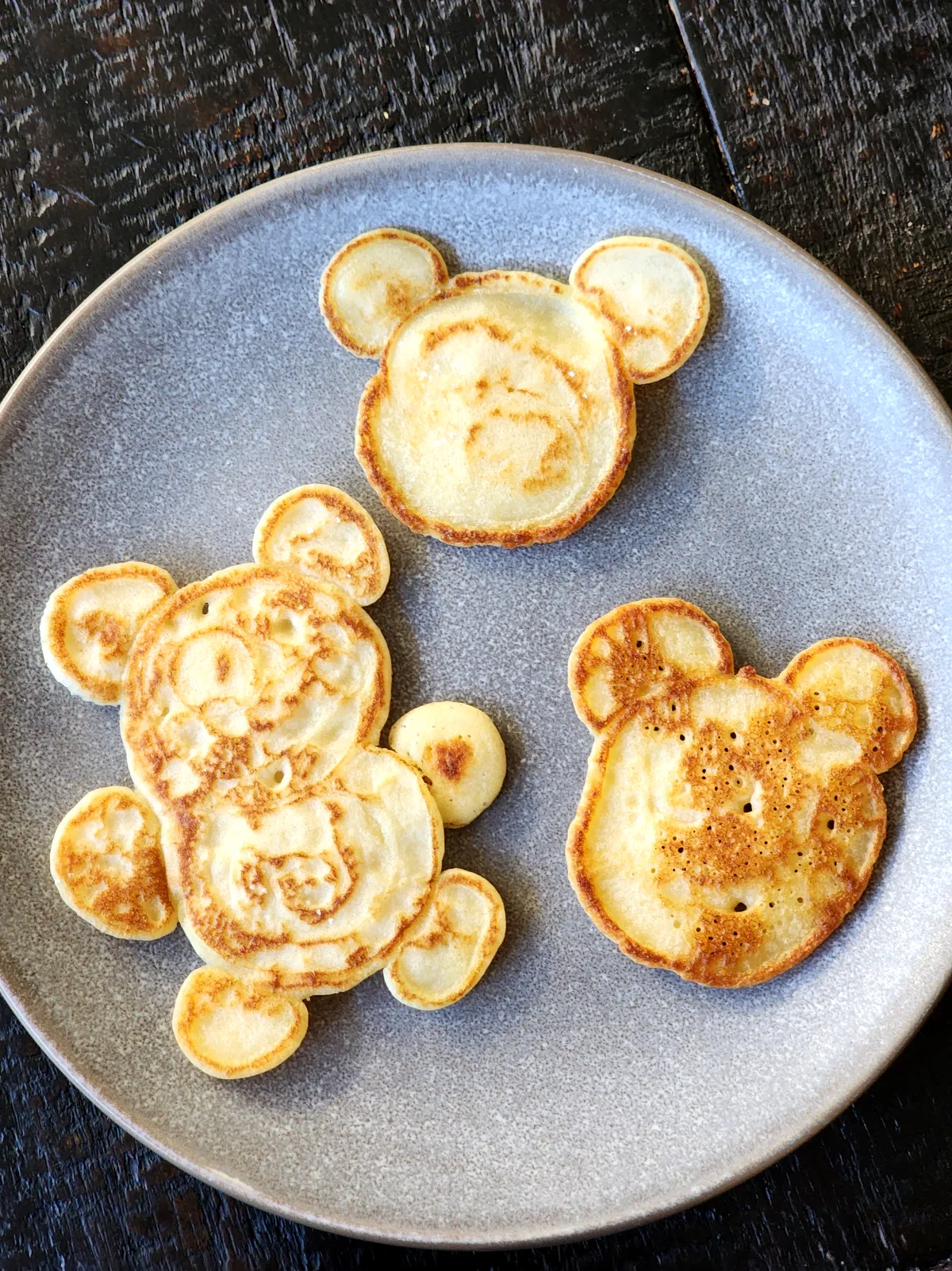 Mini pancakes bear shapes on the plate
