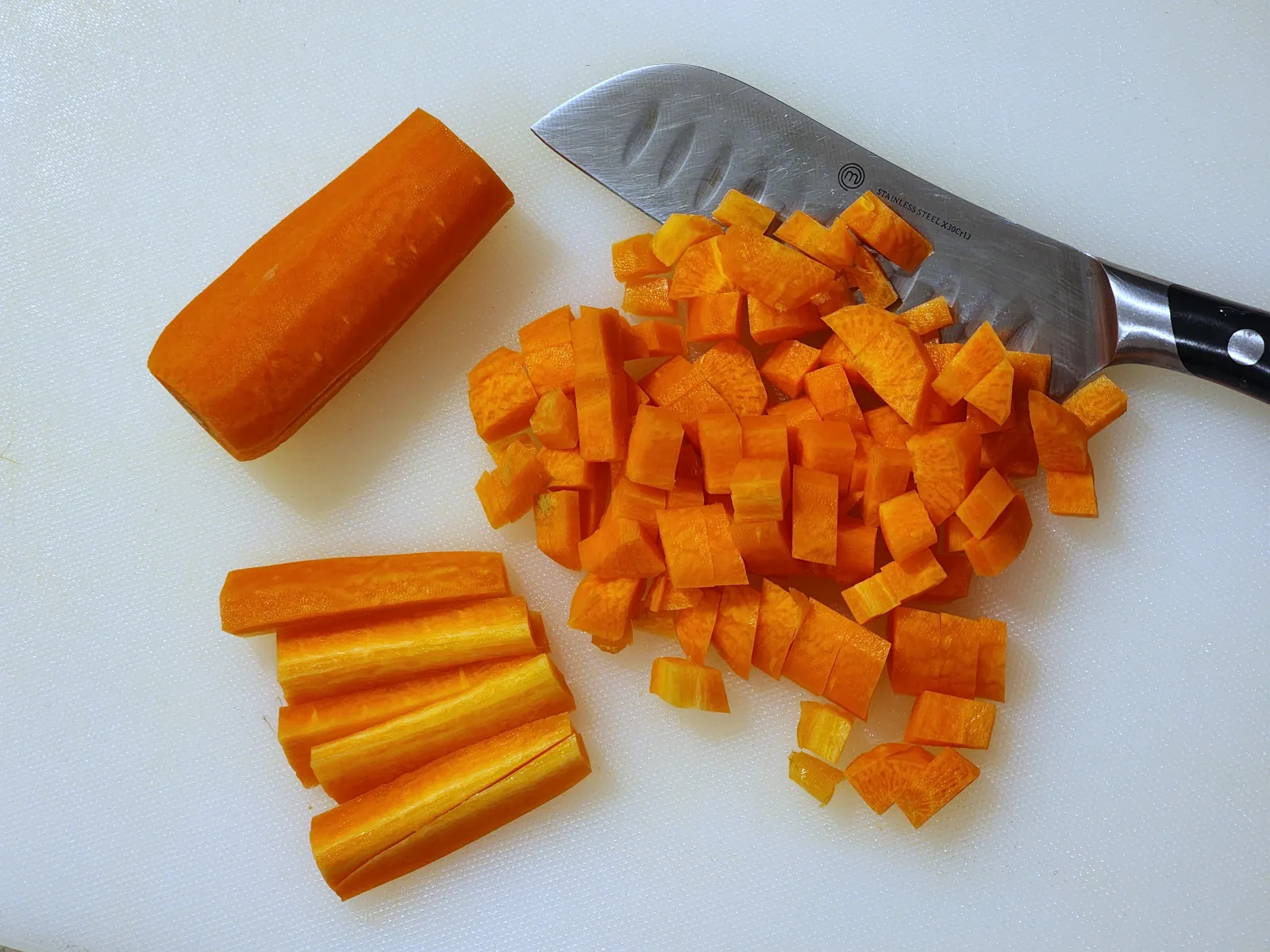 Diced carrots for homemade potato soup