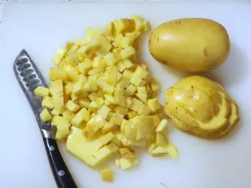 Diced potatoes for homemade potato soup