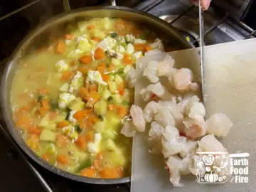 Adding cod to fish chowder