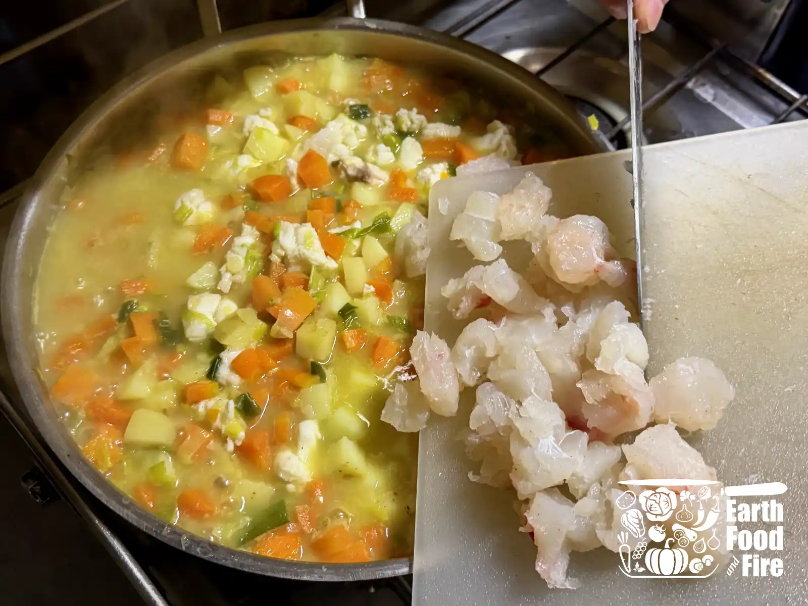 Adding cod to fish chowder