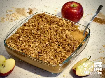 Applesauce crisp in a baking tray fresh from the oven