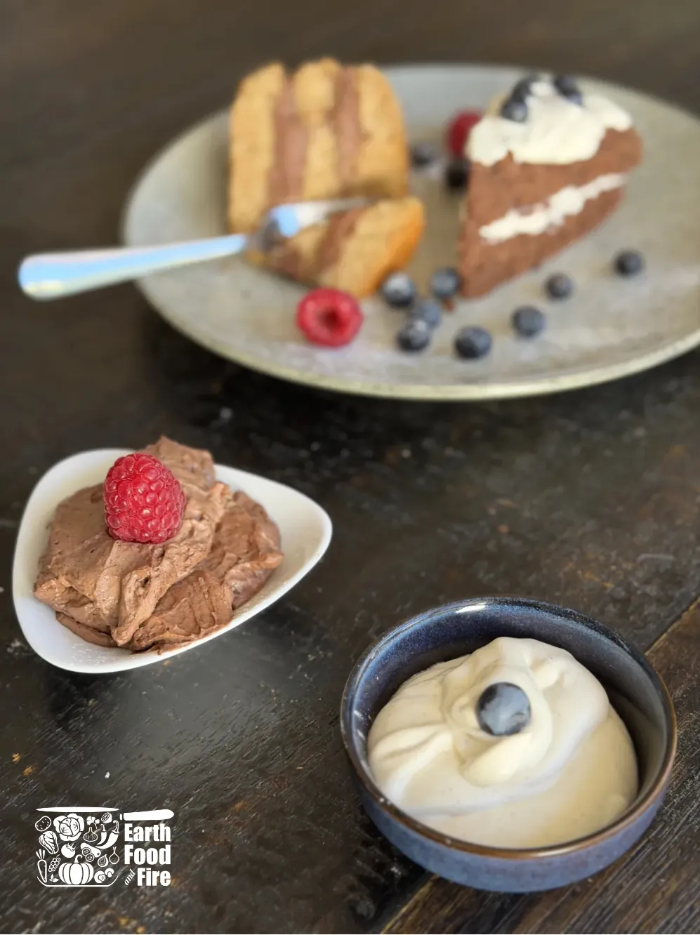 Chocolate Mascarpone & Vanilla Crème Fraîche with cakes and berries using Cake Cream Filling Recipes: